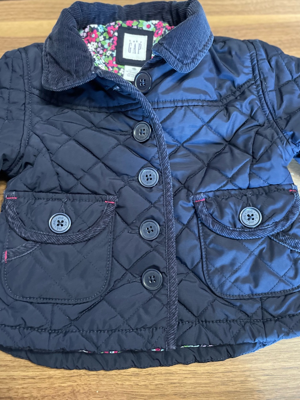 Gap Navy Quilted Button-Front Girls' Puffer Jacket